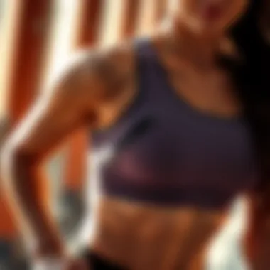 Active individual using a sports bra with zipper pocket during exercise