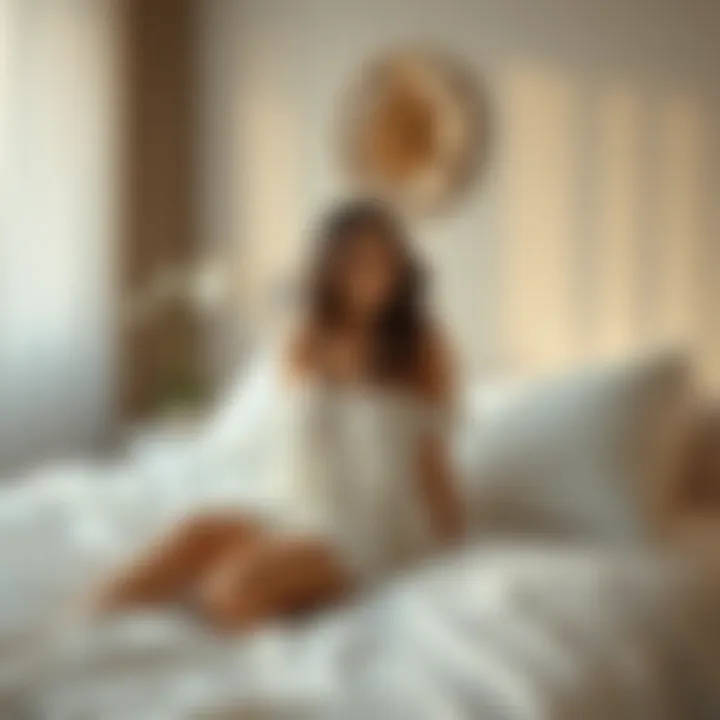 Aesthetic Sleepwear in a Serene Environment Tranquil bedroom setting with aesthetic sleepwear