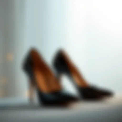 Elegant pair of black pumps on a stylish background