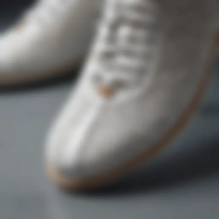 Close-up of the breathable material used in closed toe footwear.