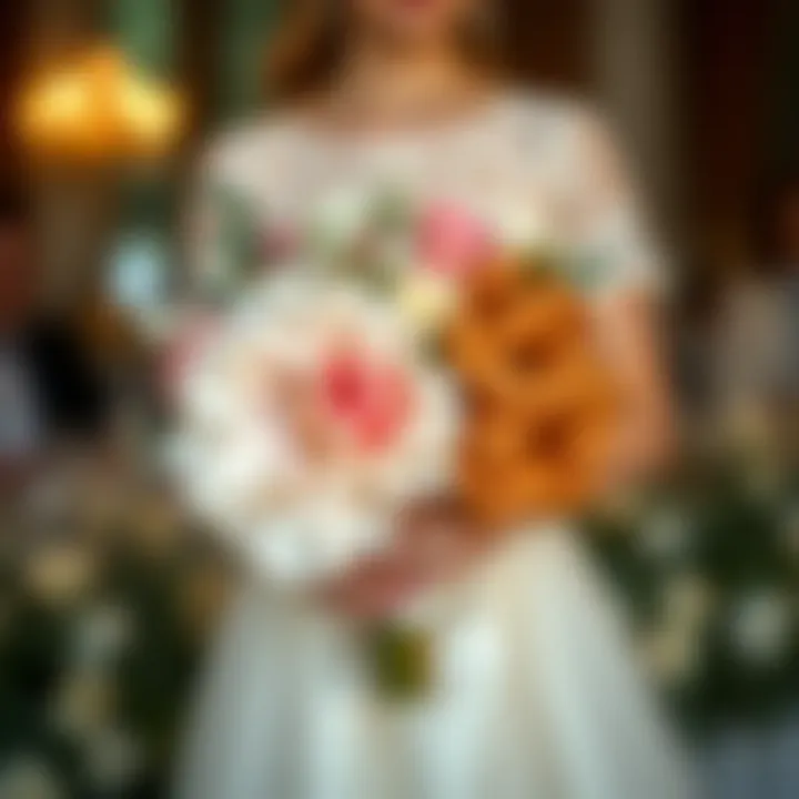 Stylish Coordination of Bouquet and Scrunchies A stylish bridal bouquet paired with complementary scrunchies