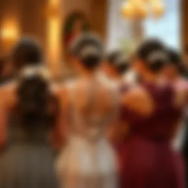 Bridesmaids Unified with Matching Scrunchies Bridesmaids wearing matching scrunchies at a wedding ceremony