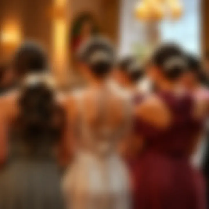 Bridesmaids Unified with Matching Scrunchies Bridesmaids wearing matching scrunchies at a wedding ceremony