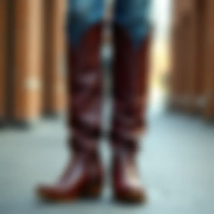 Perfect Pairing: Burgundy Boots with Denim Burgundy cowgirl boots styled with denim