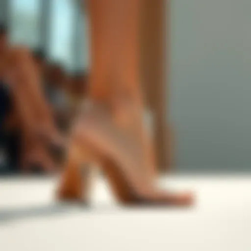 A pair of stylish shoes showcasing clear heel straps