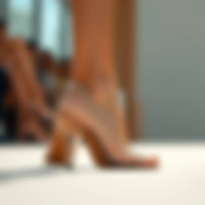 A pair of stylish shoes showcasing clear heel straps