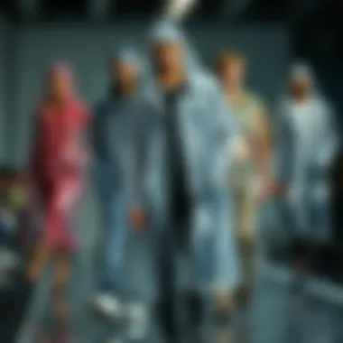 A creative layout of various clear raincoat designs highlighting sustainable materials.