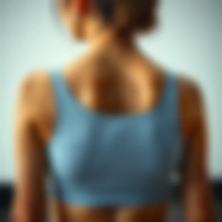 Close-up of fabric texture in U-back sports bra