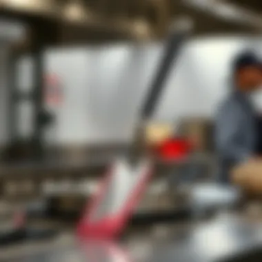 All-Clad non-stick spatula in action within a professional kitchen setting