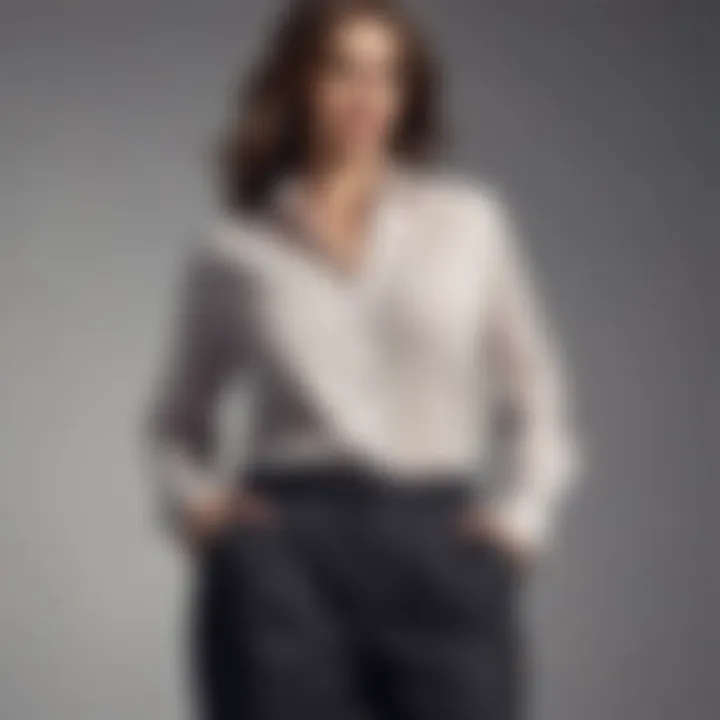 Stylish plus size blouse paired with tailored trousers