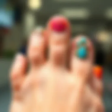 Diverse Press-On Toenail Designs A vibrant display of various press-on toenail designs showcasing color and style