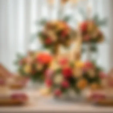 Stylish table centerpieces featuring fresh flowers and candles