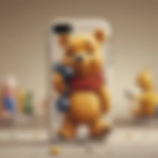 Artistic representation of the Pooh Bear phone case highlighting its whimsical design.