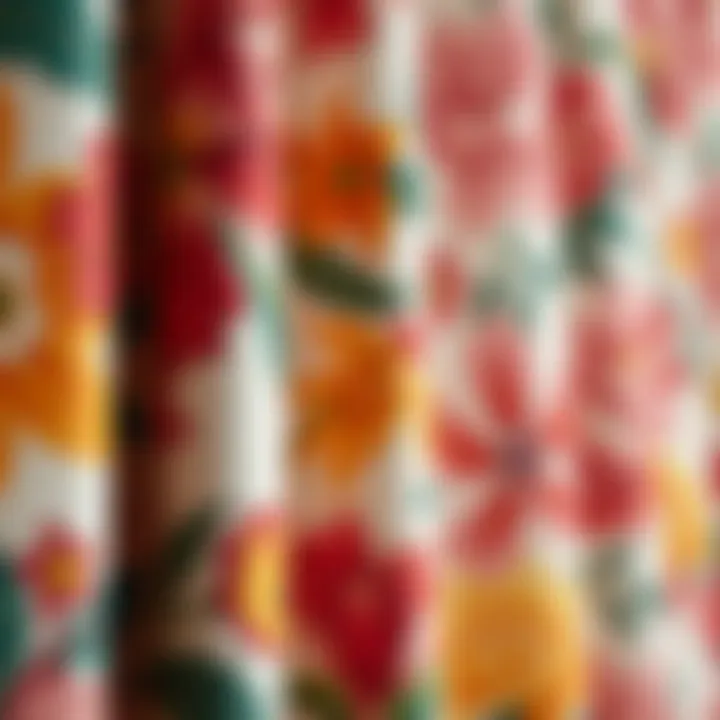 Close-up detail of intricate floral patterns on fabric