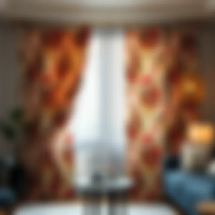 Combination of floral curtains with modern decor elements