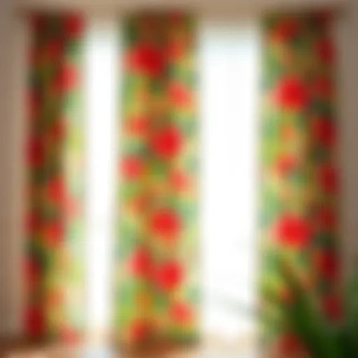 Vibrant Multi-Colored Floral Curtains Vibrant multi-colored floral curtains in a sunlit room