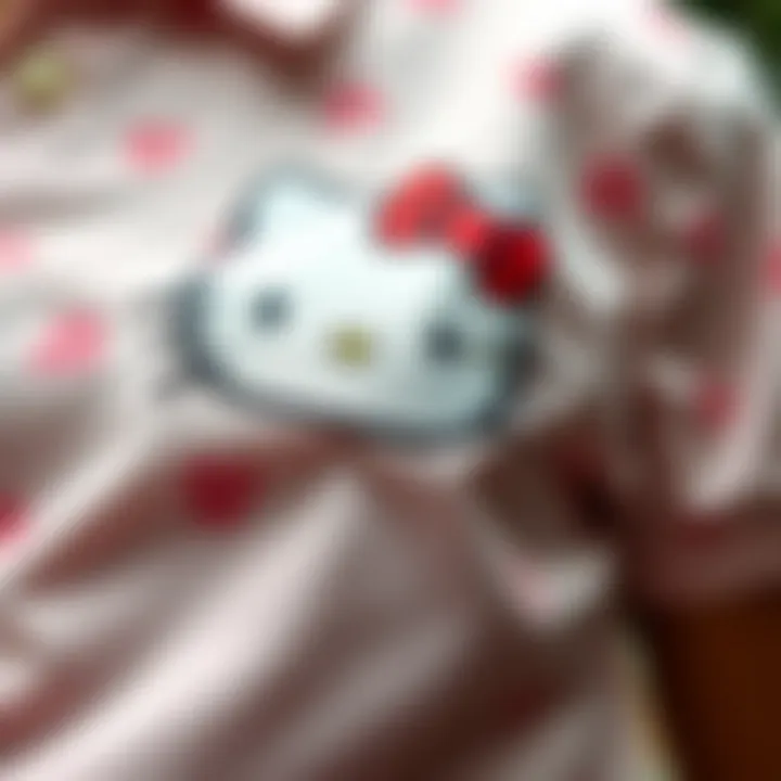 Close-up of fabric texture on a Hello Kitty shirt