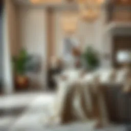 Elegant living room showcasing a beautifully draped blanket slipcover on a sofa