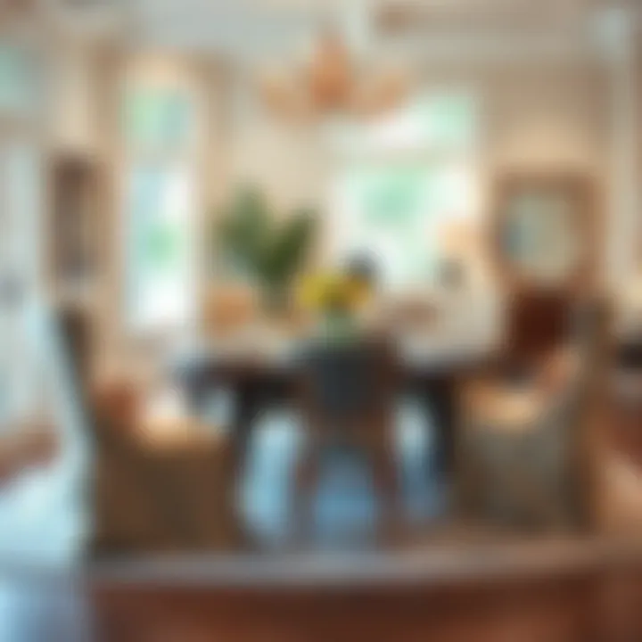 Stylish dining area featuring slipcovered chairs that complement the table decor