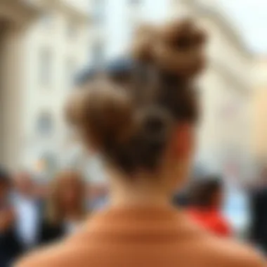 Modern messy bun with accessories