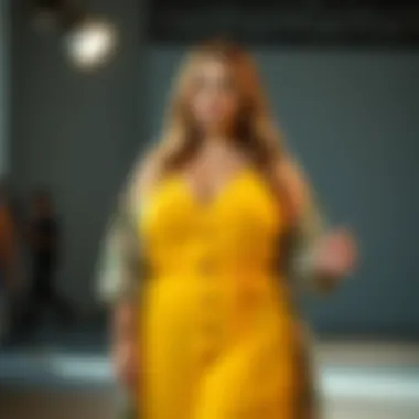 Model showcasing a relaxed plus-size dress.