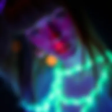 Close-up of glow-in-the-dark accessories