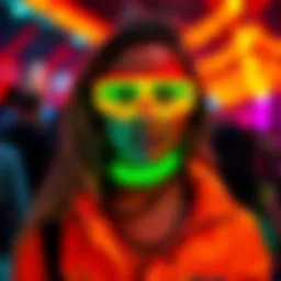 Vibrant glow party outfit showcasing neon colors
