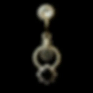 Artistic display of gothic belly button rings against a dark backdrop