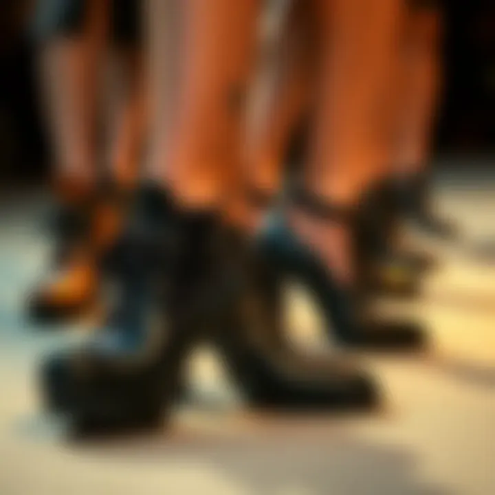 A collection of Gothic Mary Jane shoes showcasing various designs and materials