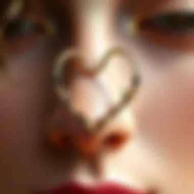Elegant heart-shaped nose ring hoop showcasing intricate design details