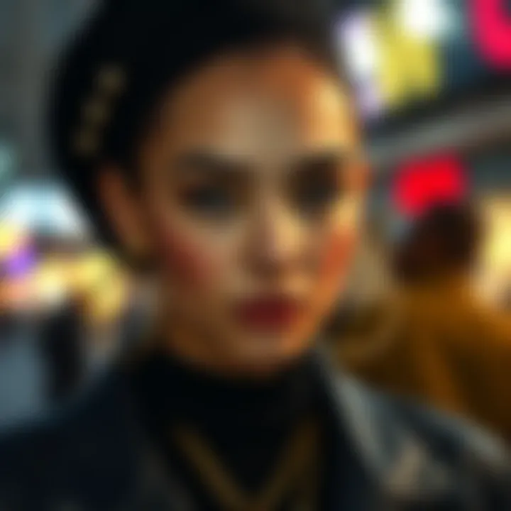 Stylish outfit complemented by a heart nose ring hoop accessory