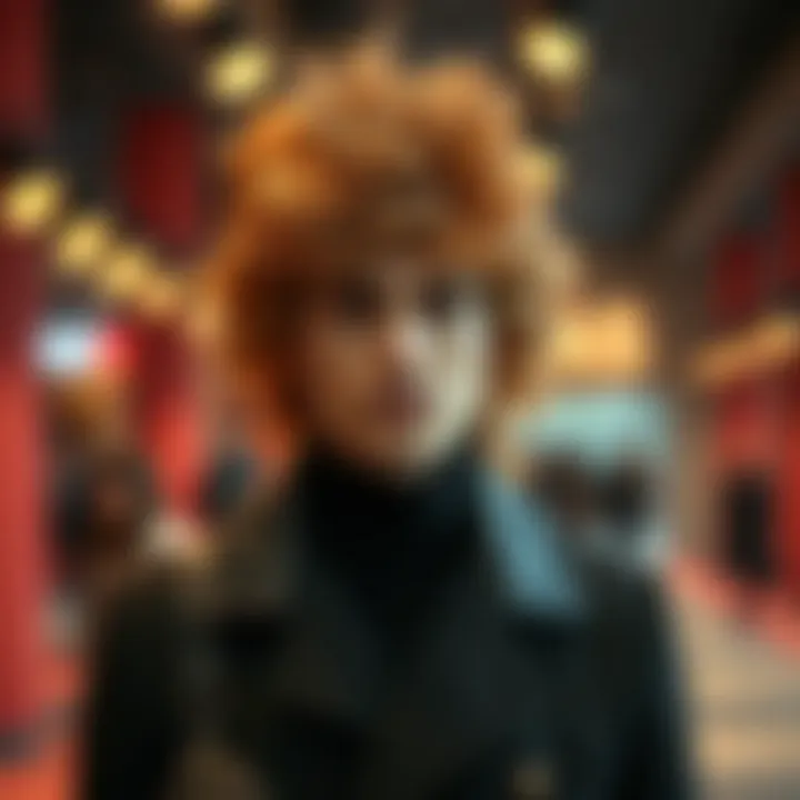 A modern man sporting a 70s inspired wig in a contemporary setting