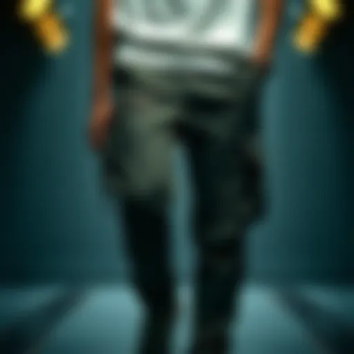 A stylish pair of zipper cargo pants showcasing modern design elements