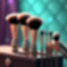 Artistic display of Mermaid Makeup Brush Set showcasing unique designs