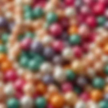 An artistic arrangement of various colors of no hole pearl beads