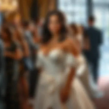 Plus size white ball gown showcased at a formal event