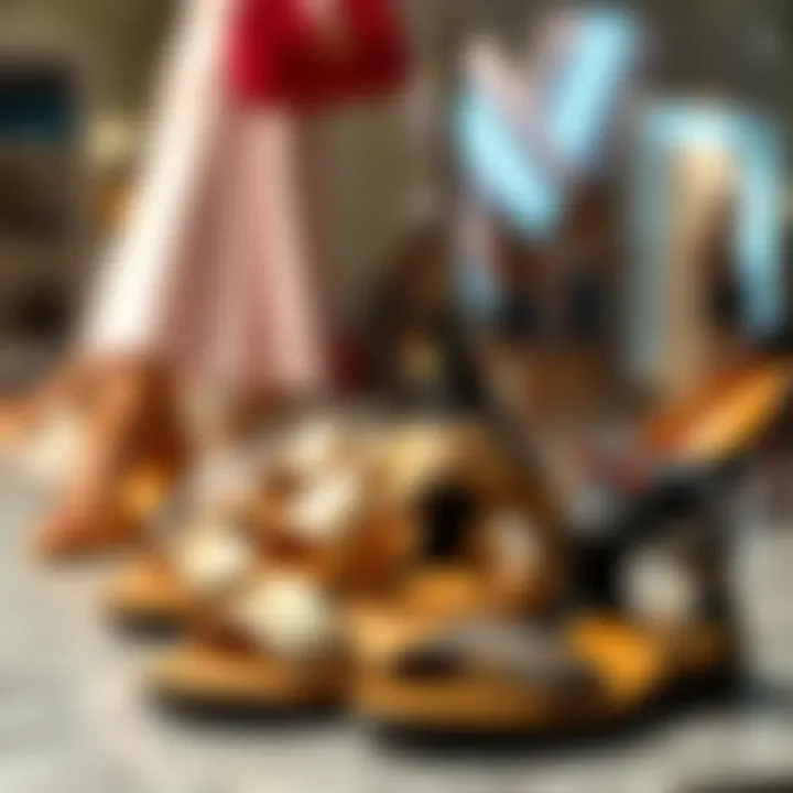 A chic display of various styles of plus protections sandals