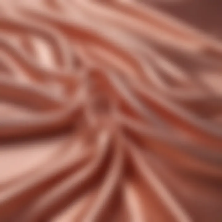 Close-up of rose gold fabric with a shimmering finish