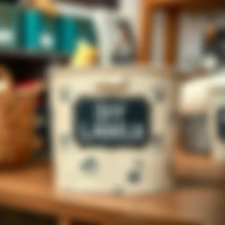 DIY chalkboard label creation on a stylish storage bin