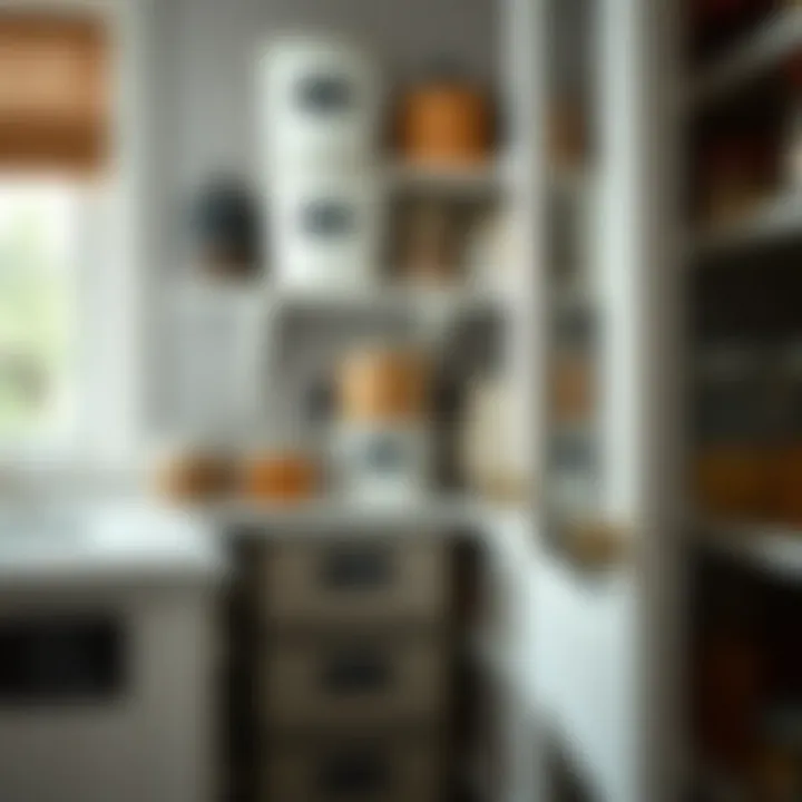 Organized pantry showcasing bins with personalized labels