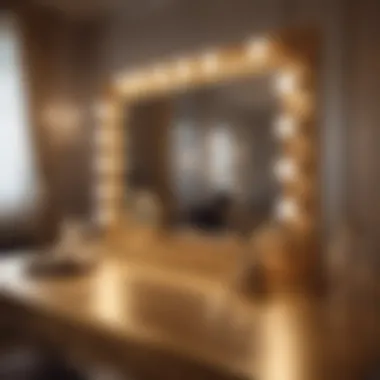 Stylish gold light up vanity mirror in a chic dressing area