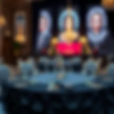 Black rosette tablecloth used in a luxurious event setting