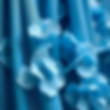 Close-up of fabric showcasing artificial hydrangea blue in fashion design