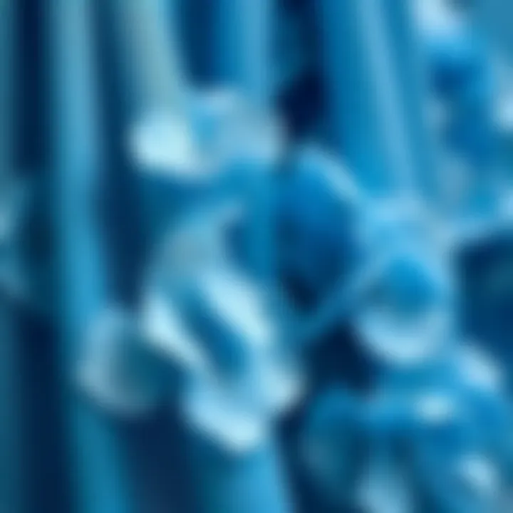 Close-up of fabric showcasing artificial hydrangea blue in fashion design