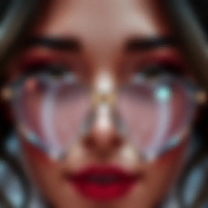 Close-up of intricate design elements of heart shaped glasses