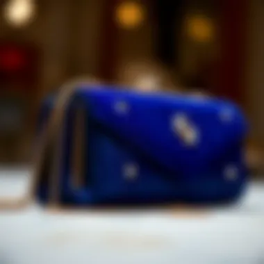 Craftsmanship Details of a Royal Blue Evening Bag Close-up of craftsmanship in a royal blue evening bag