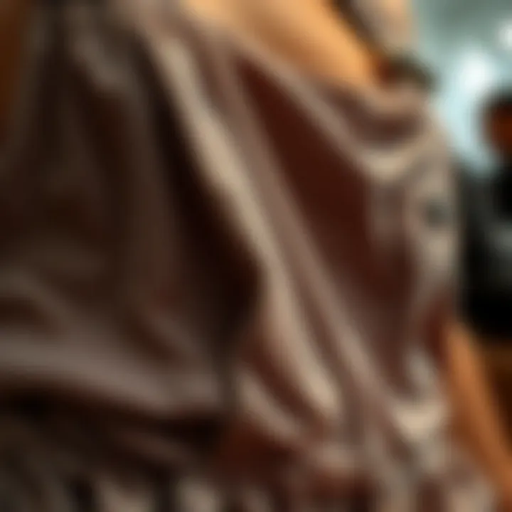 Close-up of fabric textures used in short overalls