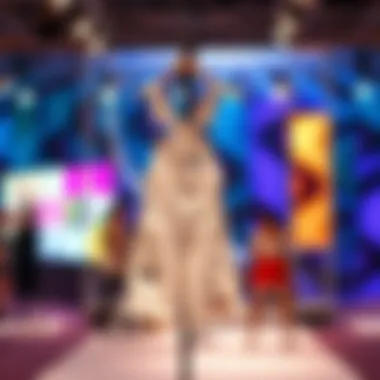 Stylish short overalls on a vibrant backdrop