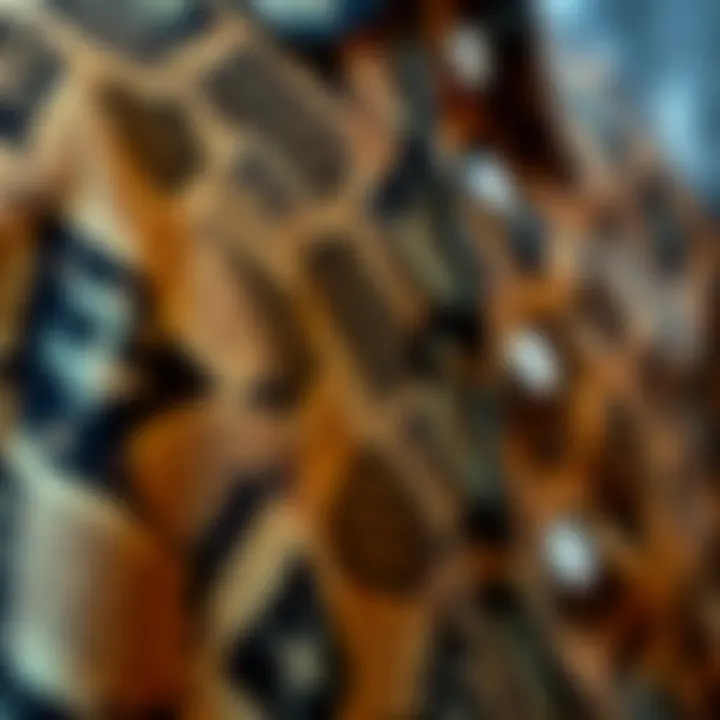 Intricate Patterns Up Close Close-up of intricate snake print patterns on fabric
