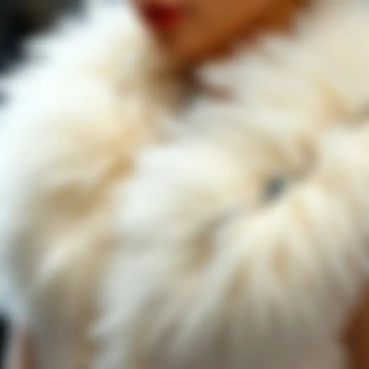Artistry in Detail: Craftsmanship of the Boa Close-up of the intricate craftsmanship of a white fur boa